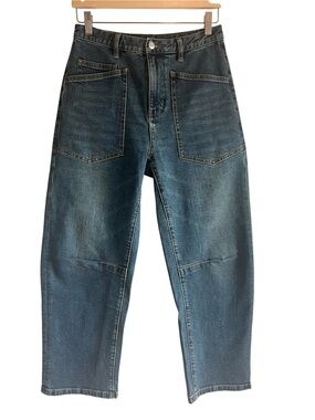 Barrel leg high waist cropped jeans size 27 like new condition